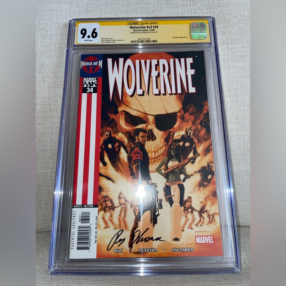 WOLVERINE v3 #34 CGC SS 9.6 Signed by ROY THOMAS Marvel Comics 12/2005